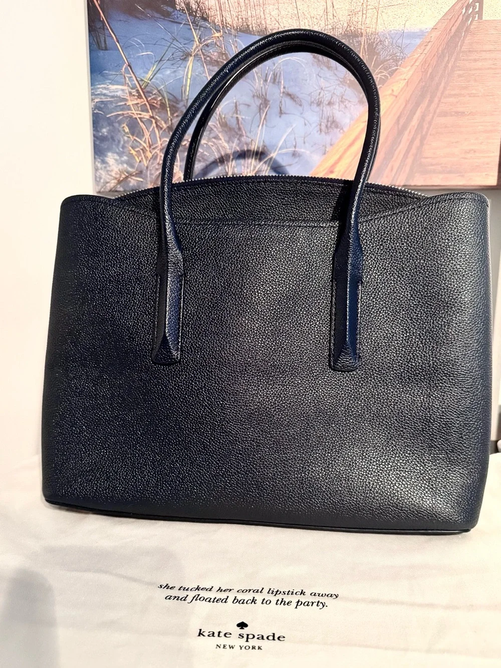 NWOT Kate Spade Margaux Jeweled Large Satchel Blazer Blue W/ Dust Bag